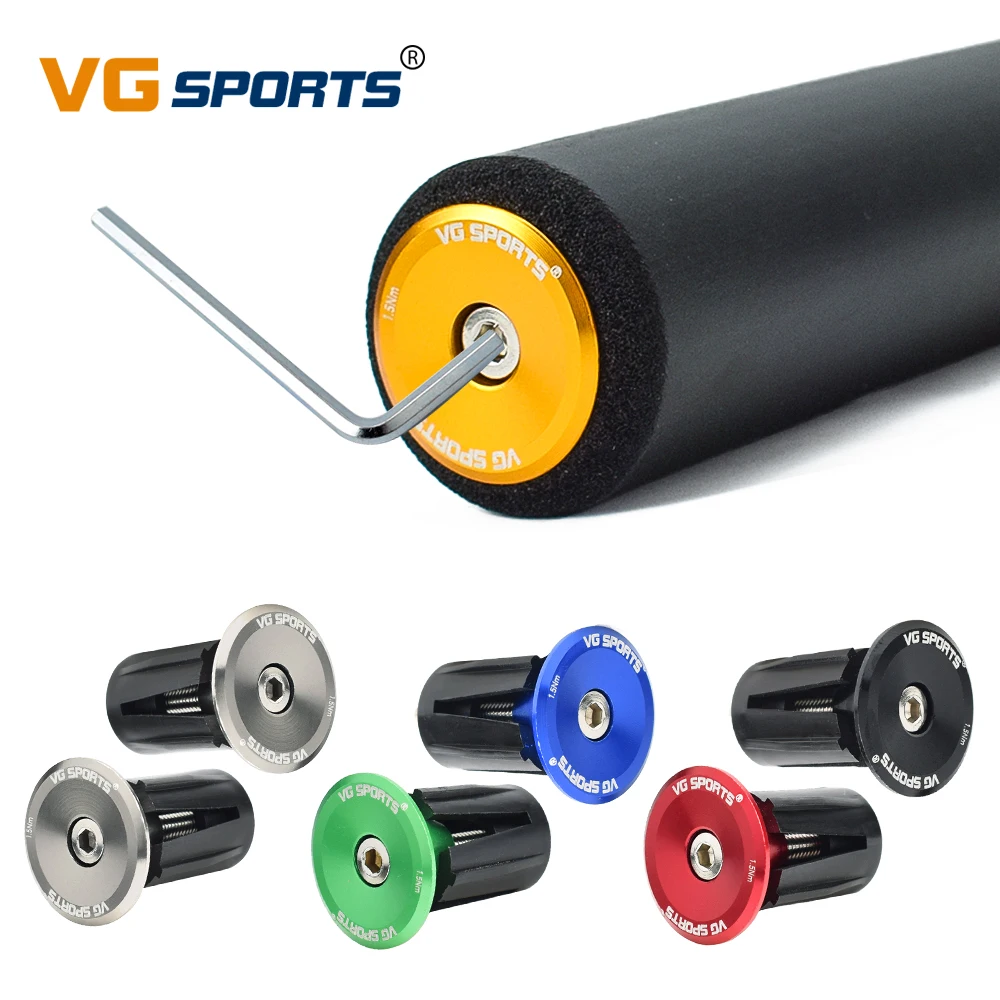 VG sports 1 pair Bike Grip Handle Bar End Cap Aluminium Alloy MTB Handlebar Grips Plugs Caps for Bicycle Handlebar Accessories