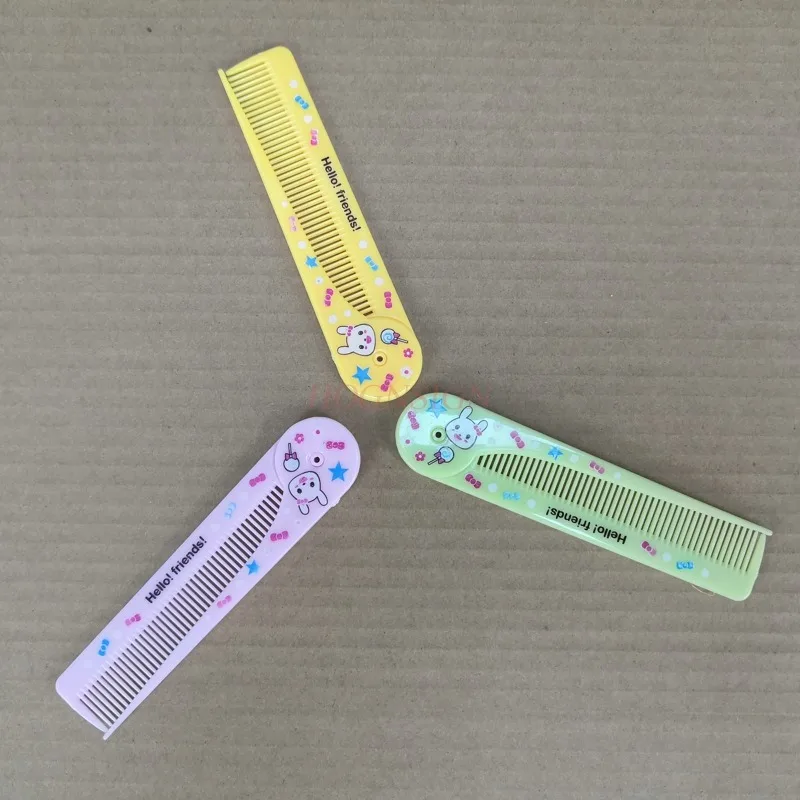 1PCS Woman Girl Portable Plastic Hair Comb Fine Toothed Color Hair Brush Cartoons Style