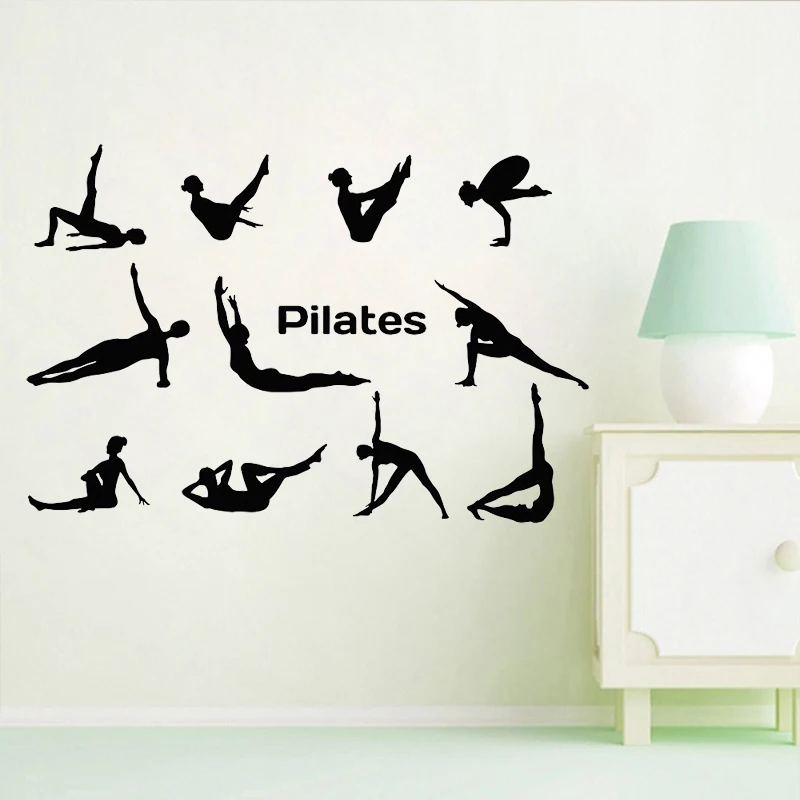 Pilates Posture Wall Sticker Lifestyle Yoga Pose Gymnastics Sport Art Murals Vinyl Wall Decals Girls Room Decoration Wallpaper