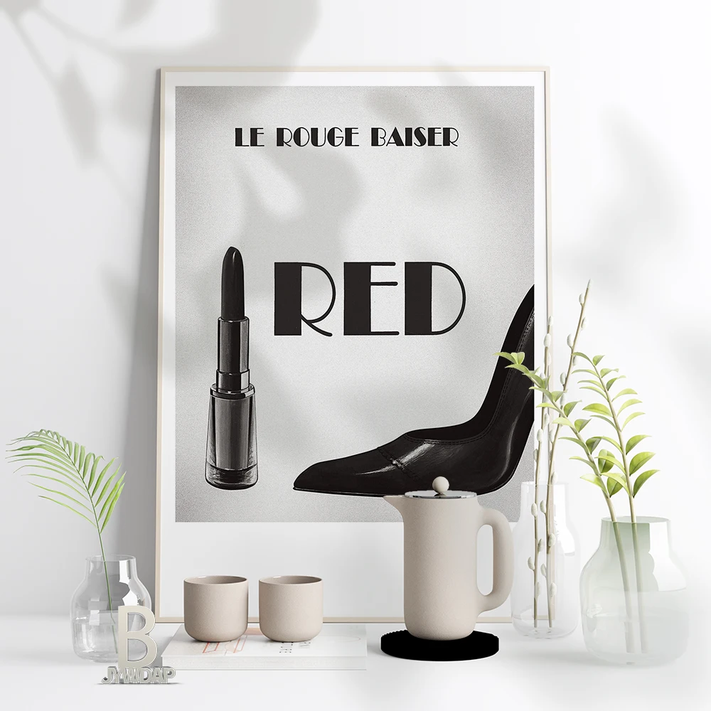 Perfume Make Up Posters Black White Prints High Heels Beauty Fashion Style Wall Art Print Lipstick Pictures Girl Bedroom Decor
