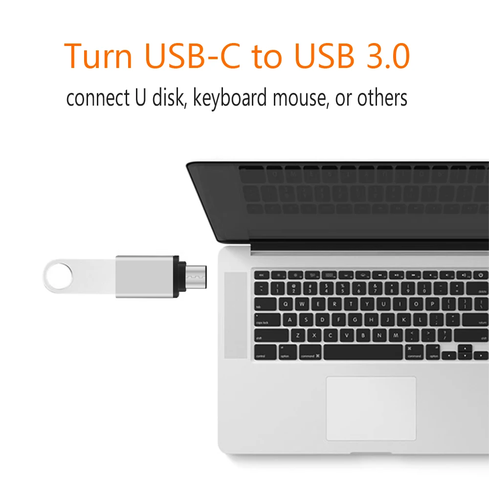 Sliver Type-C to USB Adapter OTG Converter USB 3.0 Convert to Type C USB-C Port Adapter Charging Sync for MacBook Pixel Lumia