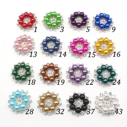 TYNUOMI 27mm 5 pezzi 16 colori bottoni in lega di perle acriliche per accessori di abbigliamento fatti a mano con decorazione di strass in metallo dorato