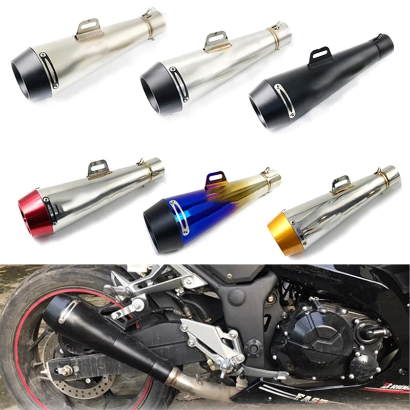 

38-51mm Universal Motorcycle Exhaust Tailpipe Muffler Tube Stainless Steel Slip On Blue / Silver / Black Glossy / Matte Styles