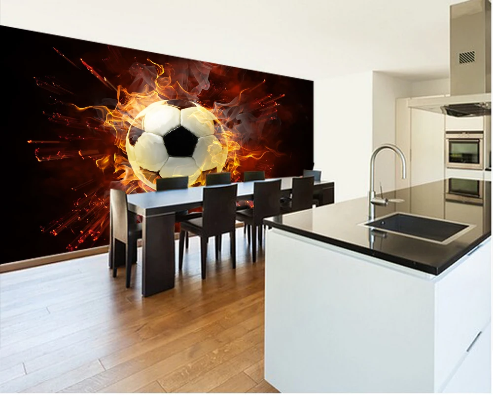 Custom children wallpaper,Football on fire mural for the living room bedroom TV backdrop waterproof wallpaper