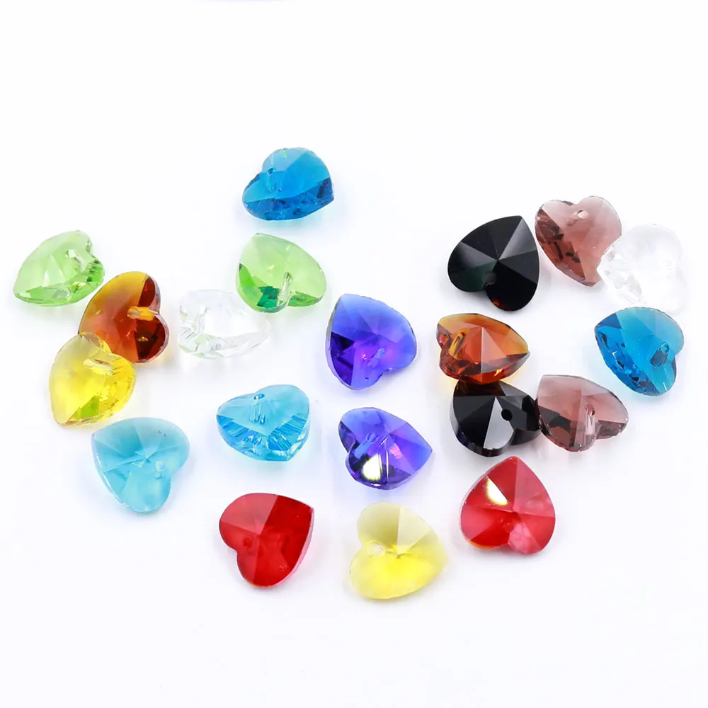 10/14mm Charms Glass Heart Faceted Beads Red Austria Crystal Love Pendants for Jewelry Accessories Earring DIY Making Needlewrok