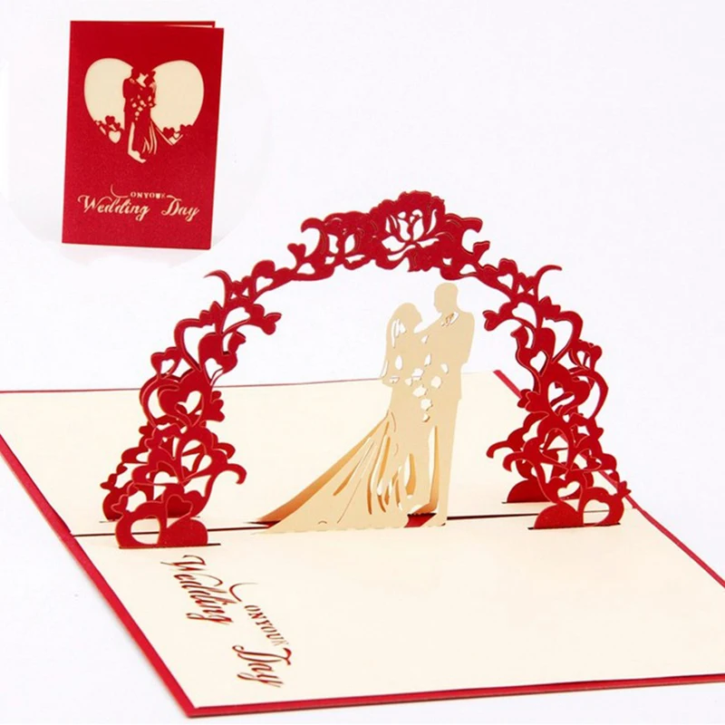 1pcs 3D Pop Up Greeting Cards With Envelope Laser Cut Post Card For Birthday Christmas Valentine\' Day Party Wedding Decoration