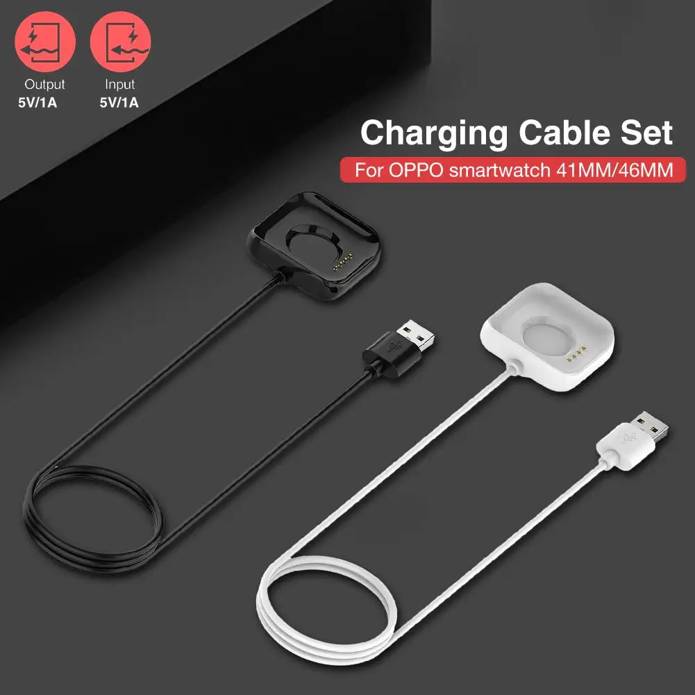 2PCS/Set Smart Watch Charger 100cm Charging Cable For OPPO Watch 41mm 46mm Smartwatch Replacement Accessories 1 Black 1 White