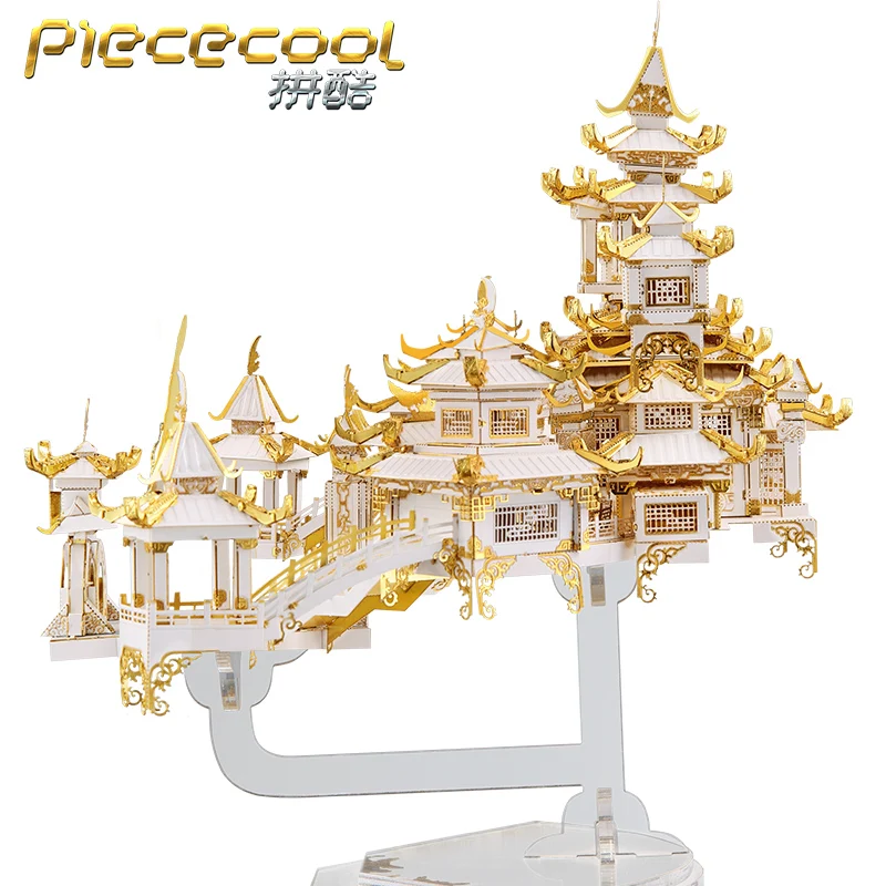 

Piececool 3D Metal Puzzle THE MOON PALACE Model kits DIY 3D Laser Cut Assemble Jigsaw Toys Desktop decoration GIFT For Children