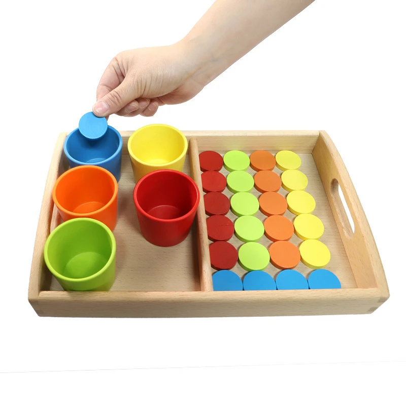 Colors Sorting and Matching Game for Children Wooden Montessori Educational Toys Sensorial Materials for Visual Sense Experience