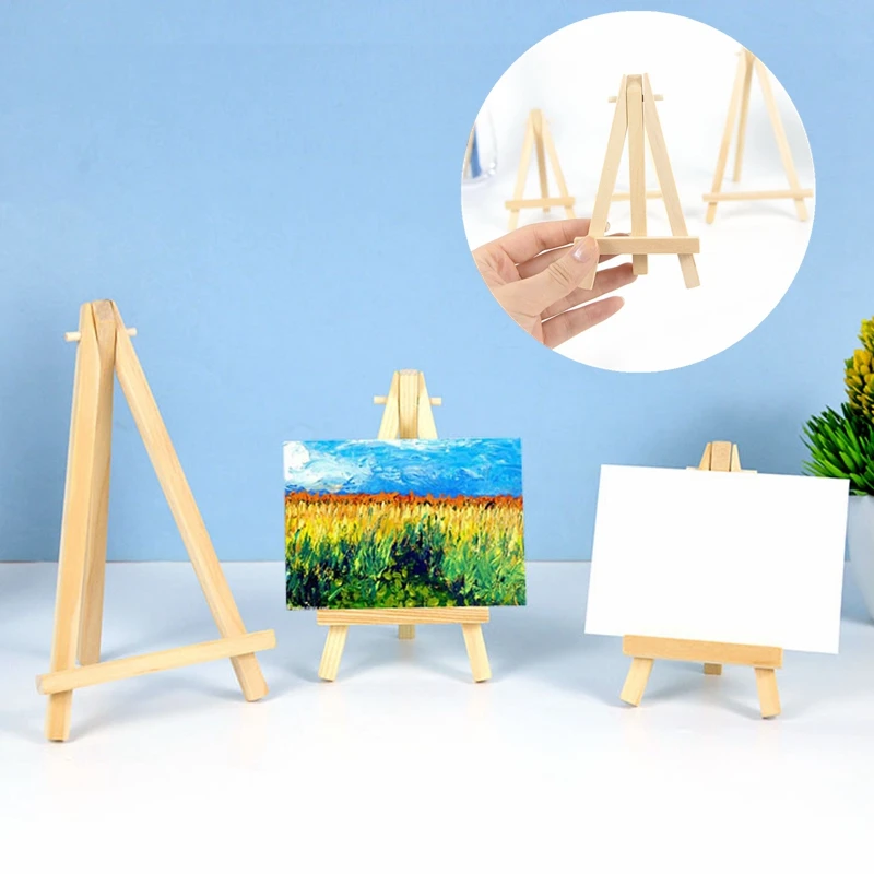 5Pcs Natural Wood Mini Easel Frame Tripod Display Meeting Wedding Table Number Name Card Stand Holder Children Painting Crafts 8