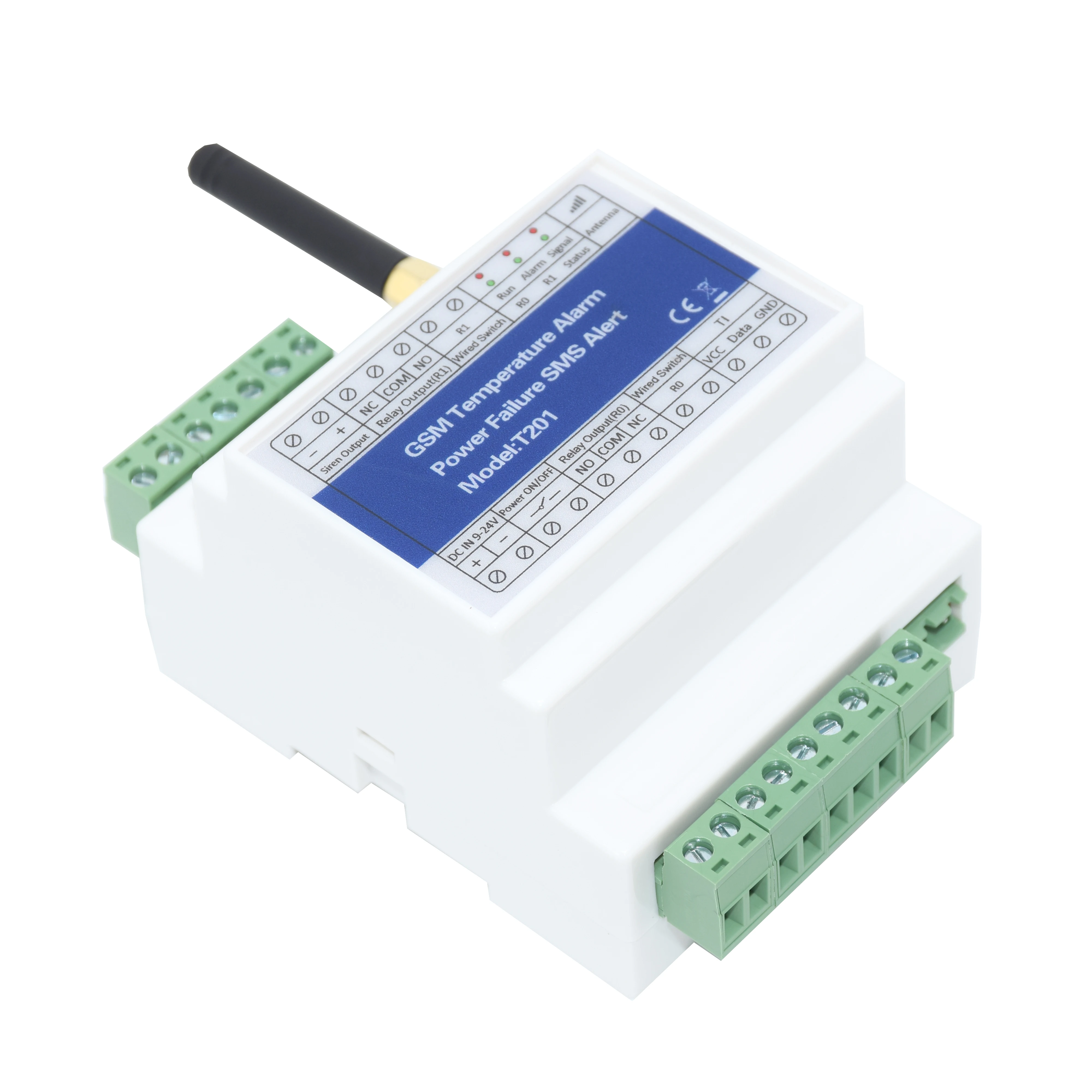 DIN-rail GSM SMS Remote Control Temperature Status Monitor Alarm With 2 Relay Output