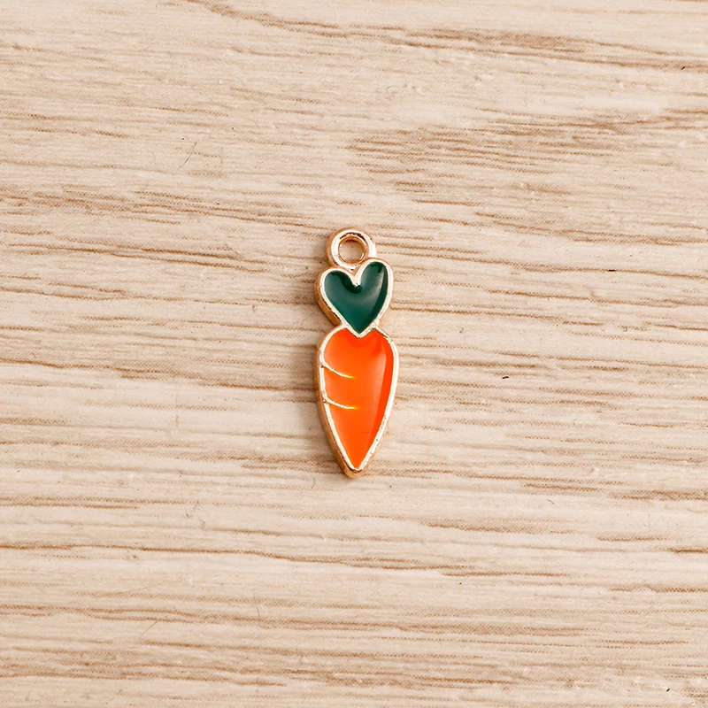 10pcs 5*16mm Love Heart Carrot Charms for Jewelry Findings Handmade Crafts Cute Enamel Charms Pendants DIY Necklaces Earrings