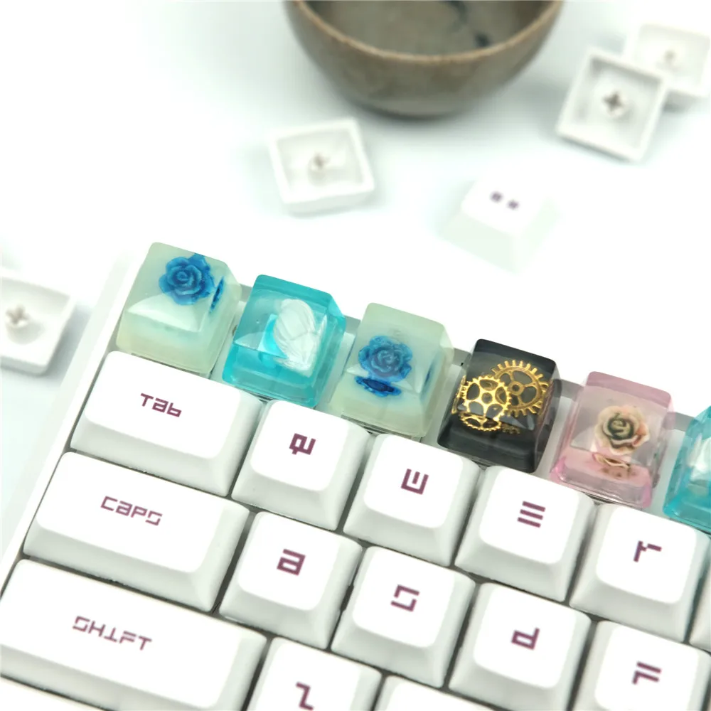 Custom Original Resin Keycap Hand-polished Mechanical Keyboard Cross Axis Compatible Cherry MX Gateron Kailh Switches