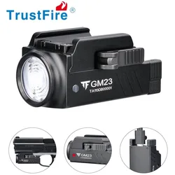 TrustFire GM23 Pistol Gun Light 800 Lumens Glock Tactical Weapon Rail Mounted Flashlight Police Handgun USB Rechargeable Torch