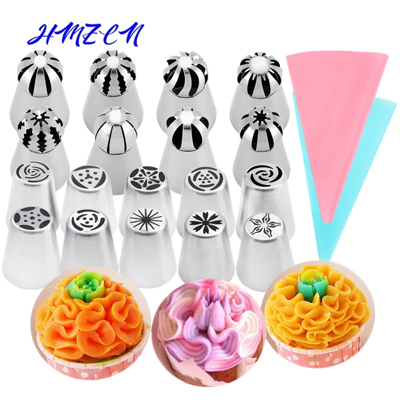 

20PCS Torch Tulip Icing Piping Nozzles Stainless Steel Flower Cream Tips Russian Icing Piping Nozzles Cake Decorating Tools