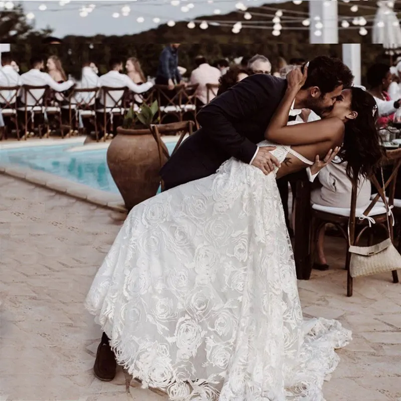 Vestido de noiva sexy, com decote em v, ou para festa, ou casamento