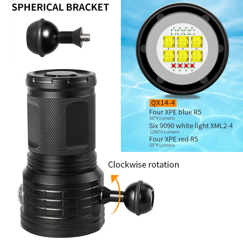 SecurityIng Photography Fill Light Highlight Lamp Diving Flashlight Underwater 100M  Dive Flashlight Video Camera Torch