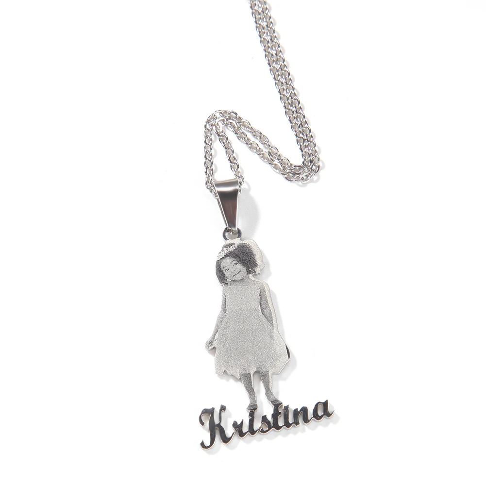 Uwin – collier avec pendentif avec nom et Photo, pendentif avec impression Laser, lettres personnalisées, en acier inoxydable, bijoux personnalisés