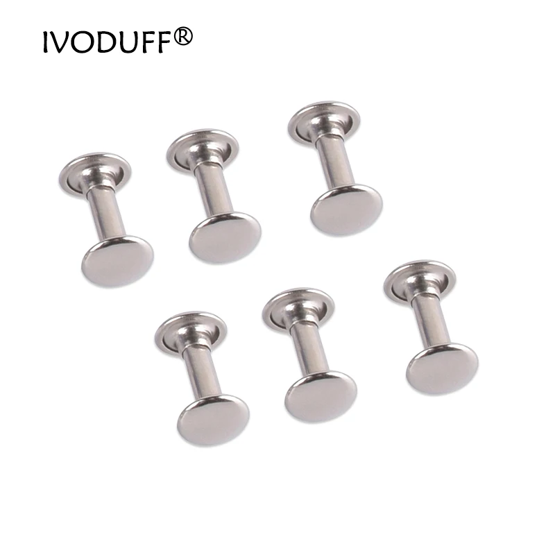 Ivoduff Various Size Metal Double Cap Rivet For Leather Belt, Metal Double Rivet Post For Purse, Leather Belt Making