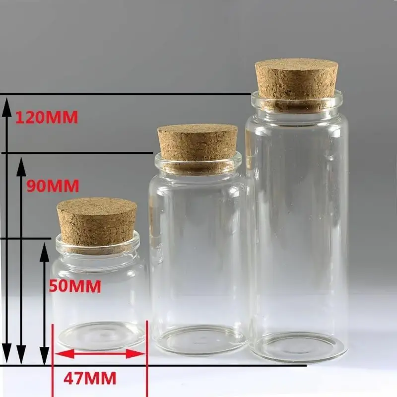 1PCS 50/100/150ml Cute Clear Glass Bottles With Cork Stopper Empty Spice Bottles Jars DIY Crafts Vials