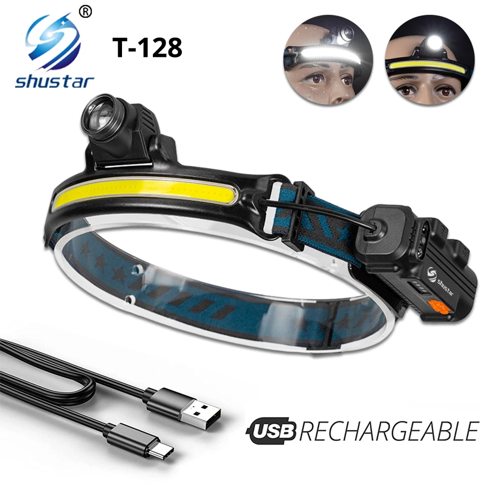 Wide Range Lighting LED Headlamp Use XPG+COB Lamp Beads Portable Floodlight with Sensor Headlight for Expedition, Fishing, Etc.