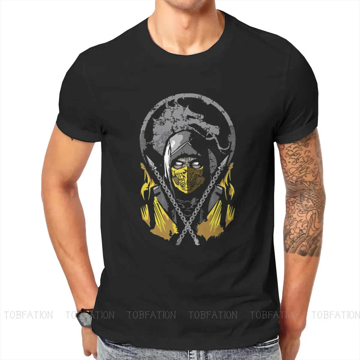 Mortal Kombat Video Game SCORPION T Shirt Classic Grunge High Quality Tshirt Large Crewneck  Men Clothing