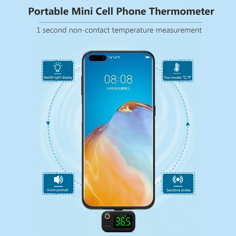 USB Smart Thermometer LED-Anzeige Mini-Handy Infrarot-Thermometer Typ C/Android/Apple Plug Temperatur mess schatz