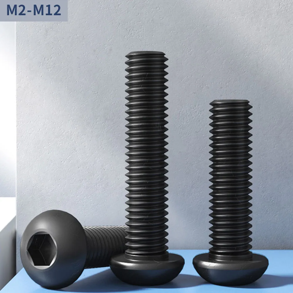 

High Strength Black Steel Hexagon Socket Head Cap Screw Half-round Pan Screws Round Cup Bolts Construction M2M3M4M5M6M8M10M12