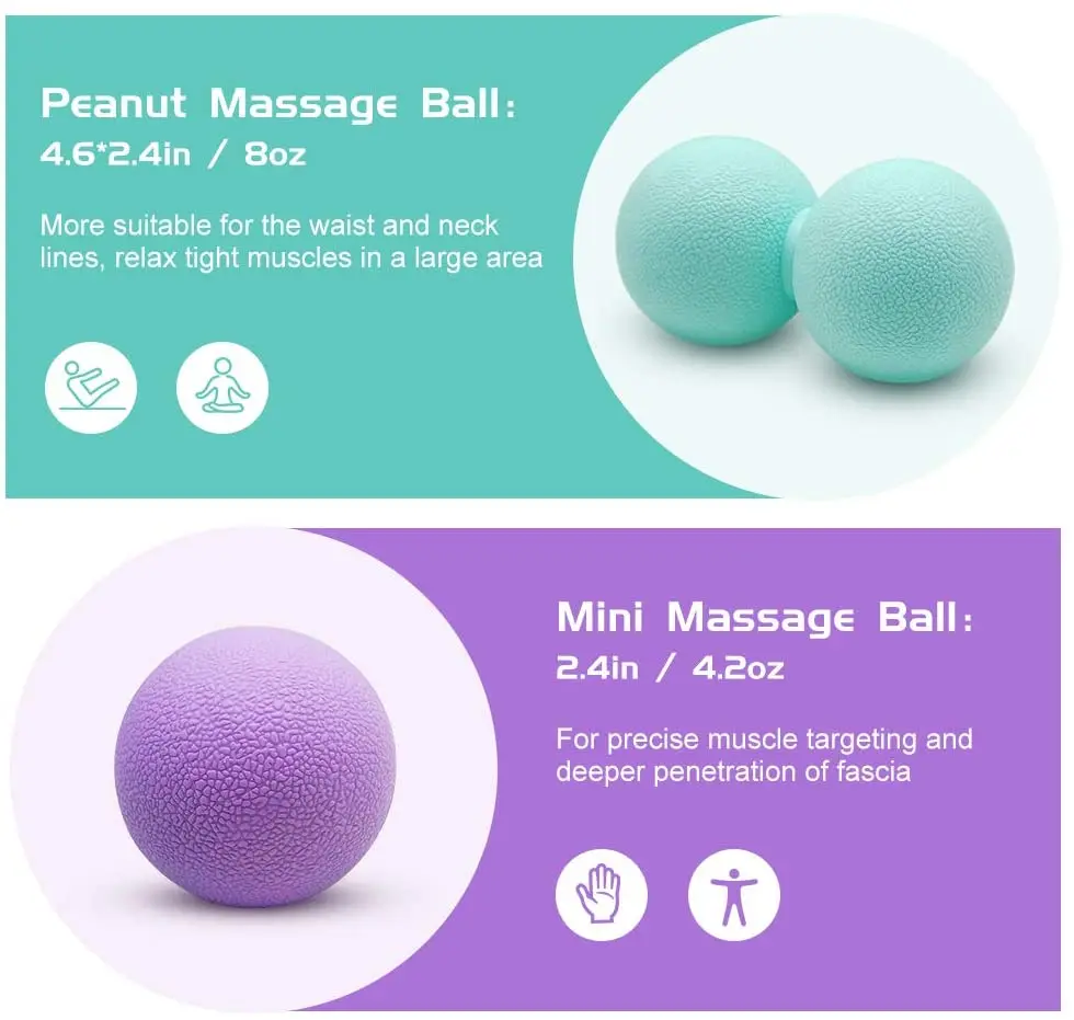 Peanut Massage Ball Myofascial Release Double Trigger Point Ball for Foot & Pain Relief Yoga Back Pain Relief,Tension & Soreness