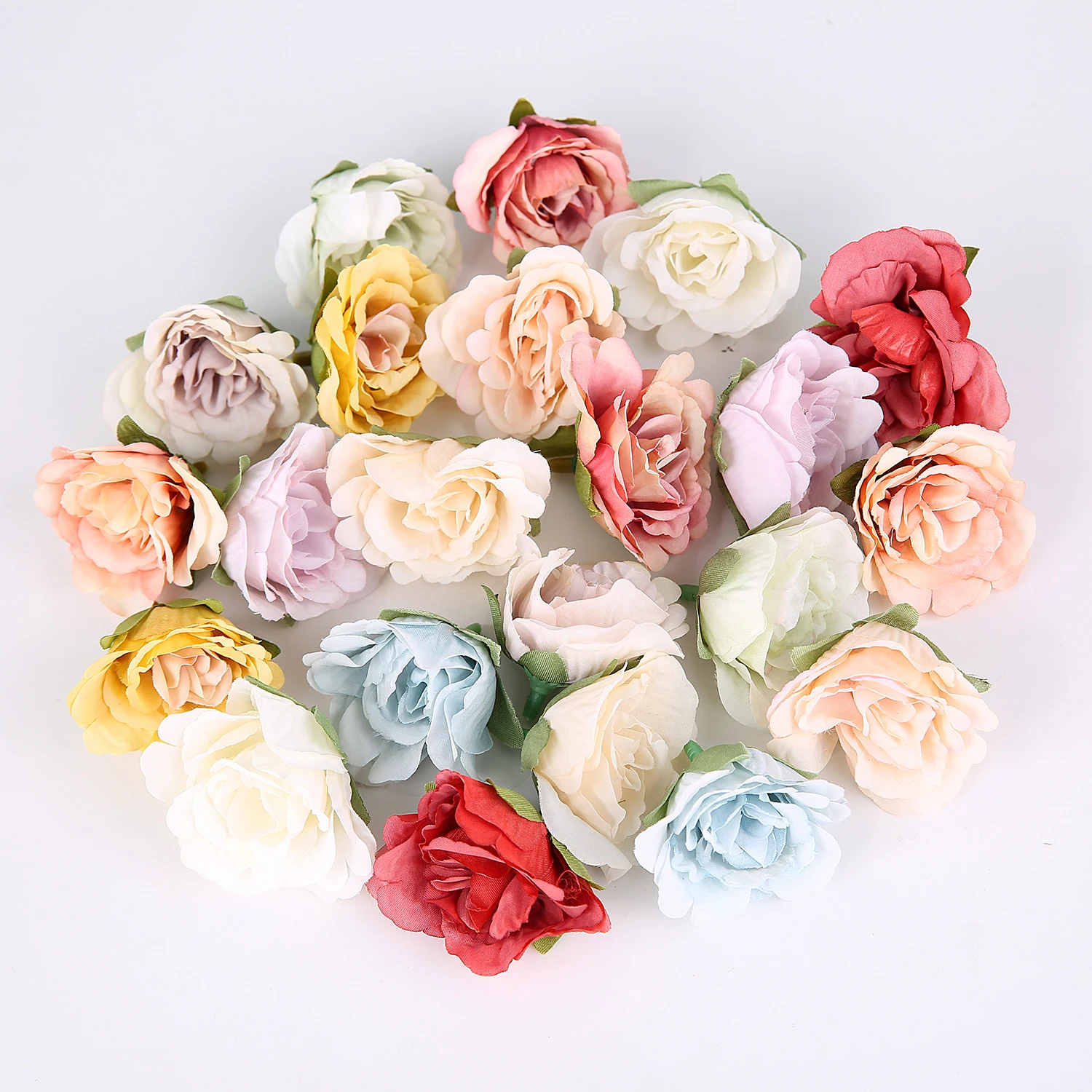 10PCs Silk Rose Artificial Flowers 4cm Fake Flowers Head Wedding Garden Home Decoration Outdoor DIY Gift Crafts Wreath Accessory