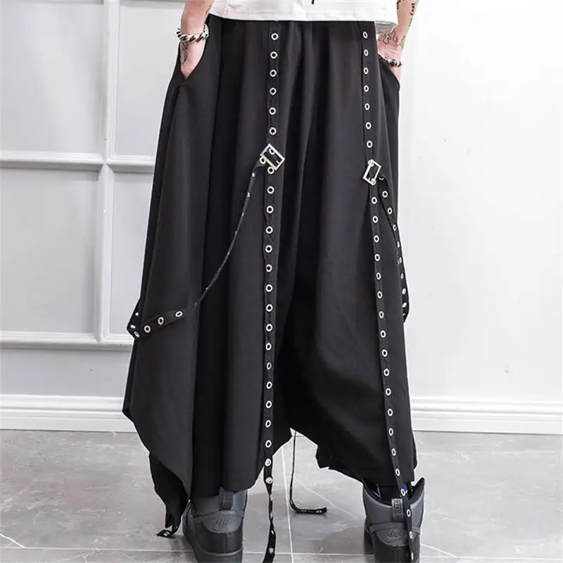 Men's Trousers Spring And Summer Outfit Dark Yamamoto Style Skirt Rivet Ribbon Decoration Loose Men's Skirt Trousers Trend