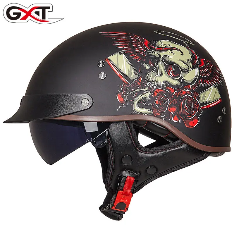

GXT Retro Motorcycle Helmet Vintage Moto Helmet Open Face Scooter Biker Motorbike Racing riding Helmet DOT Approved