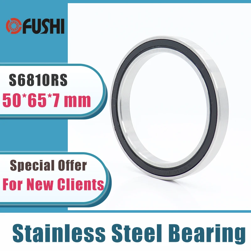 

5PCS S6810RS Bearing 50*65*7 mm ABEC-3 440C Stainless Steel S 6810RS Ball Bearings 6810 Stainless Steel Ball Bearing