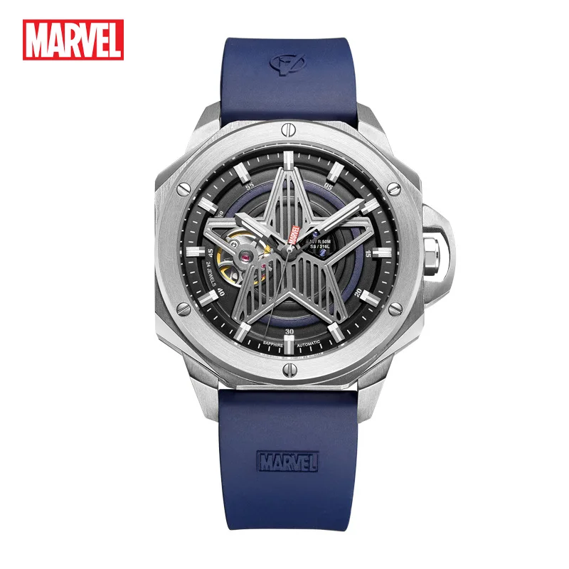 Disney Marvel Official Men Casual Fashion Automatic Wriswatches Captain America Steel Case Sapphire Crystal New Mechanical Clock