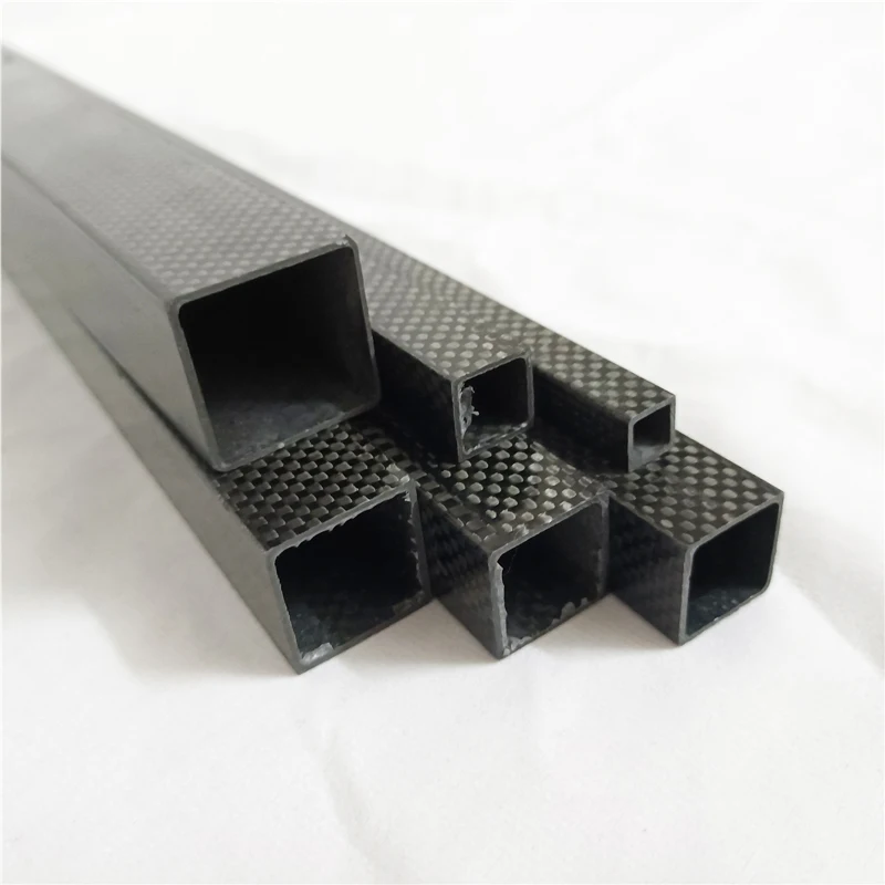 3K Full Carbon Fiber Vierkante Buis Hoge Sterkte Od 10Mm 15Mm 20Mm 22Mm 25Mm 30Mm Vlakte Glanzend Oppervlak 250Mm 300Mm 500Mm 600Mm