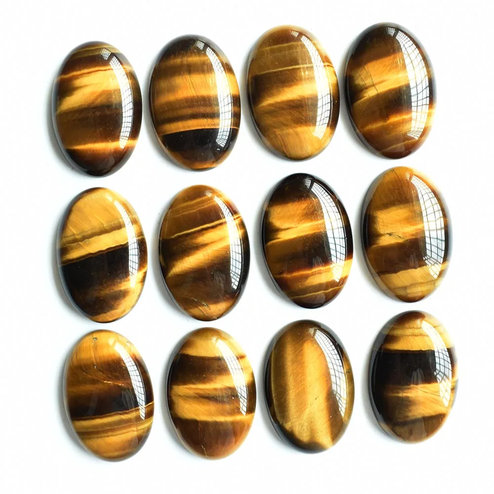 2020 Mode-Bestseller, hochwertige natürliche Tigerauge-Steinperlen, ovale Cabochons, 20x30mm, 12 Stück/Lot, Großhandel, kostenloser Versand – Detail 2