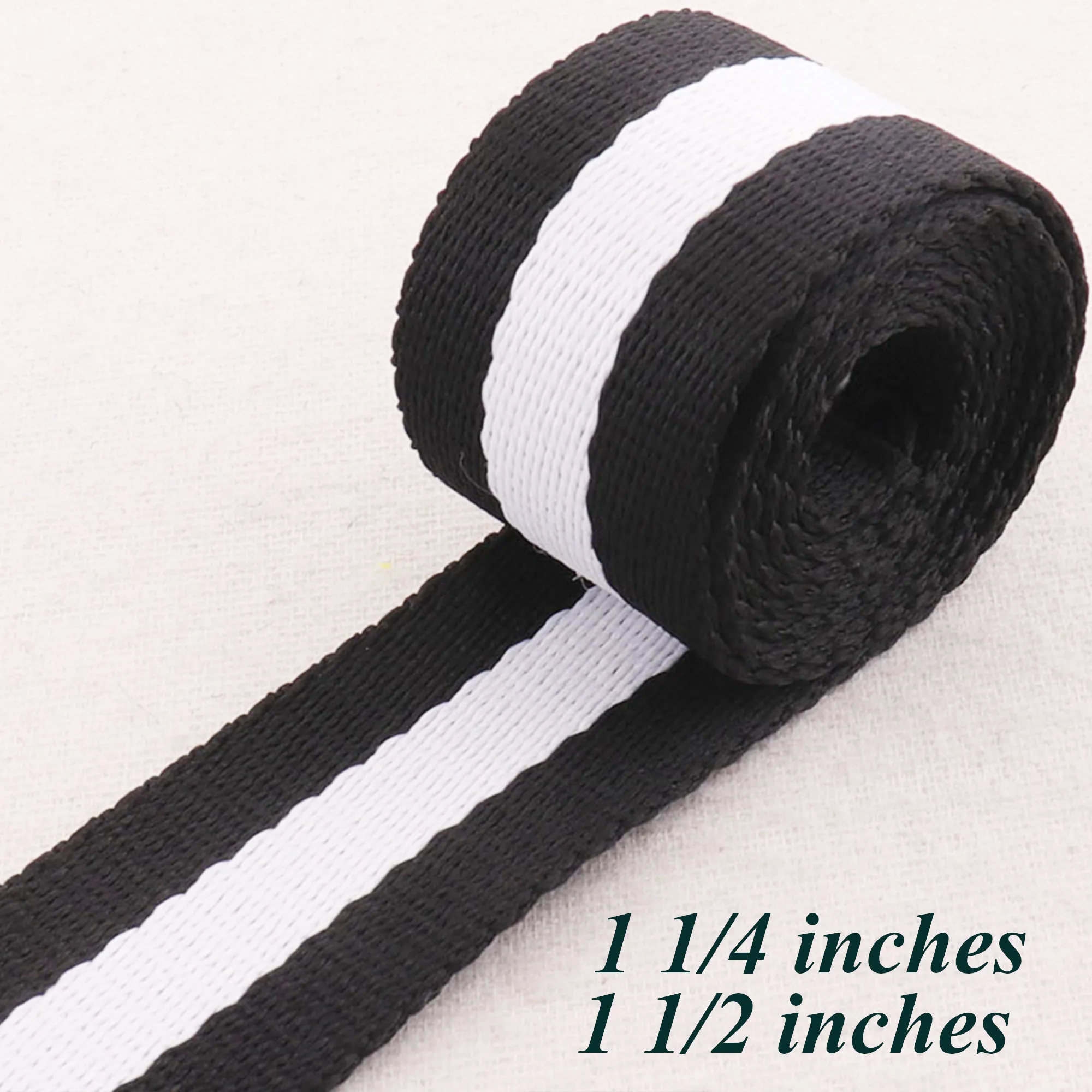 50mm/38mm/32mm White Black Striped Cotton Webbing Heavy Weight Bag Purse Straps Totes Belt Tape Bag Handle Belting handbag Strap