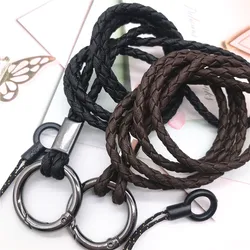 Soft pu weave Neck strap Keychains Pendant Neckline Lanyard Mobile phone Strap Charms Keyring Buckle rope Anti-slip Cord Lanyard