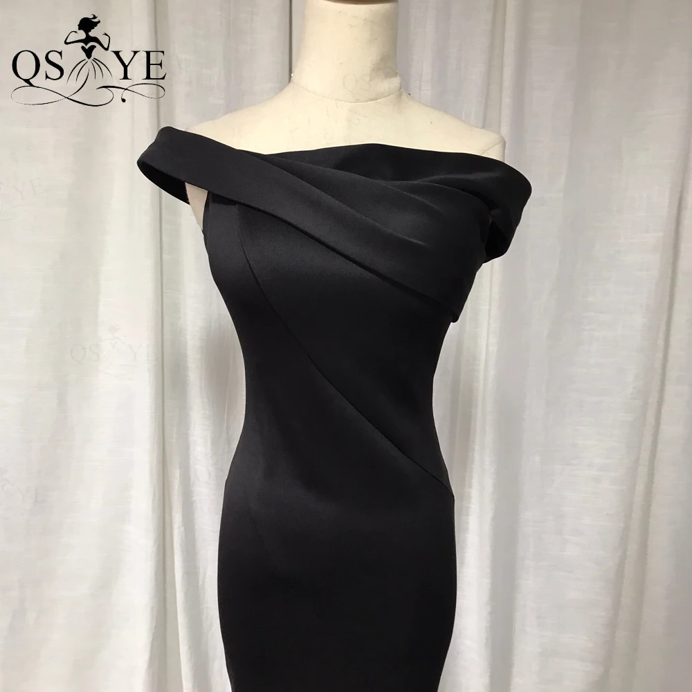 QSYYE-Robe de Soirée Noire en Forme de Sirène artificiel astique, Tenue Formelle, Sans Bretelles, Col Ajusté, pour Bal de Promo, Fente Latérale