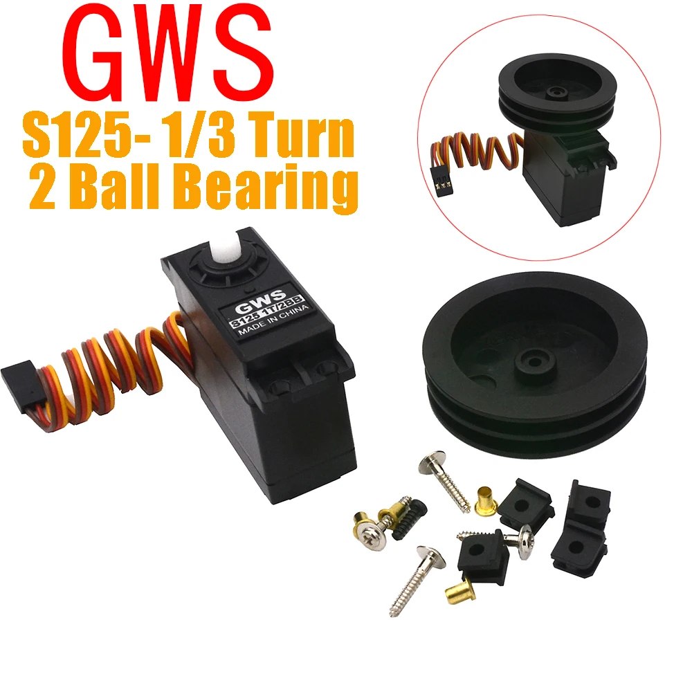 GWS S125 1T or 3 Turn 2 Ball Bearings Sail Winch Servo Wider Rotation Range/ Rotates A Full Turn 360 for RC Boat