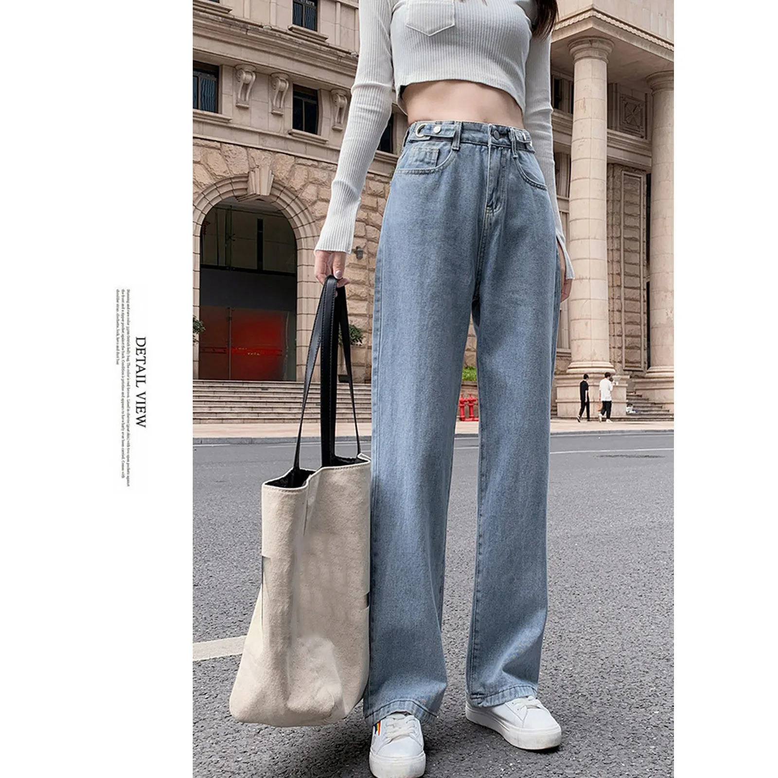 

Women Vintage Clothes Jean Femme Denim Trousers Nice Casual Pants High Waist Distressed Straight Denim Jeans Vintage Trouser