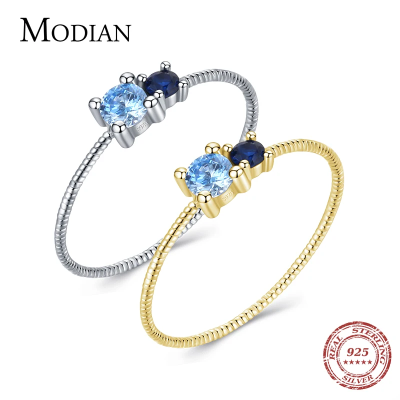 Modian 100% 925 Sterling Silver Charm Crystal Twist Abbagliante Anello di Barretta Per Le Donne Grils Party Fashion Impilabile Gioielleria Raffinata