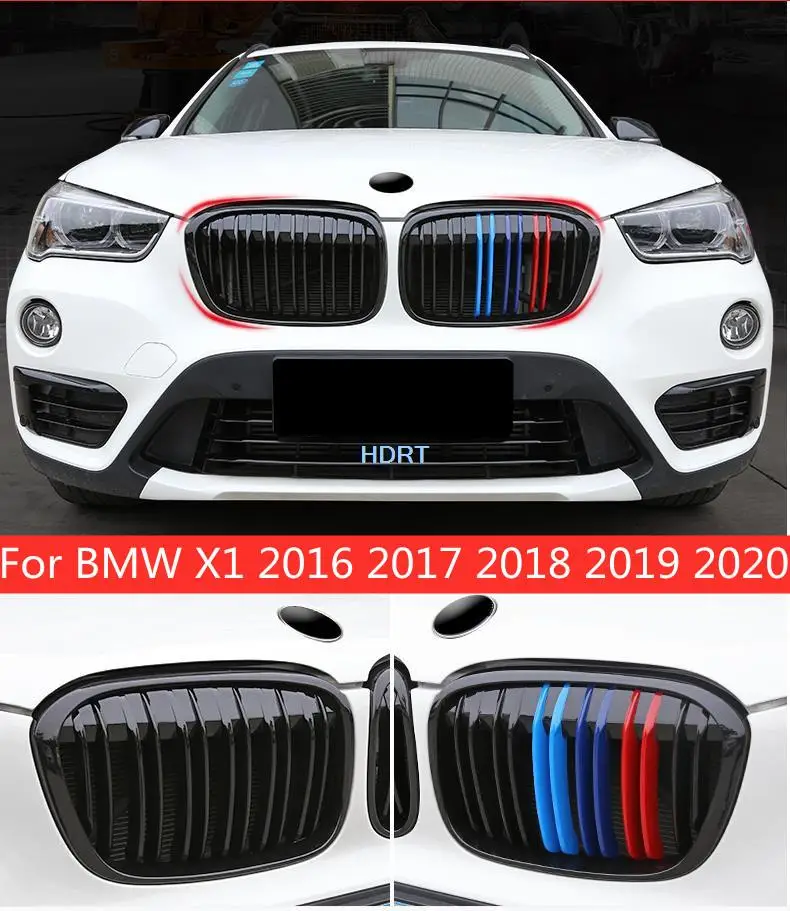 

For BMW X1 2016-2020 ABS chrome Middle Mesh Trim Strip Exterior Accessories Car Front Grid Cover Net Decoration Stickers