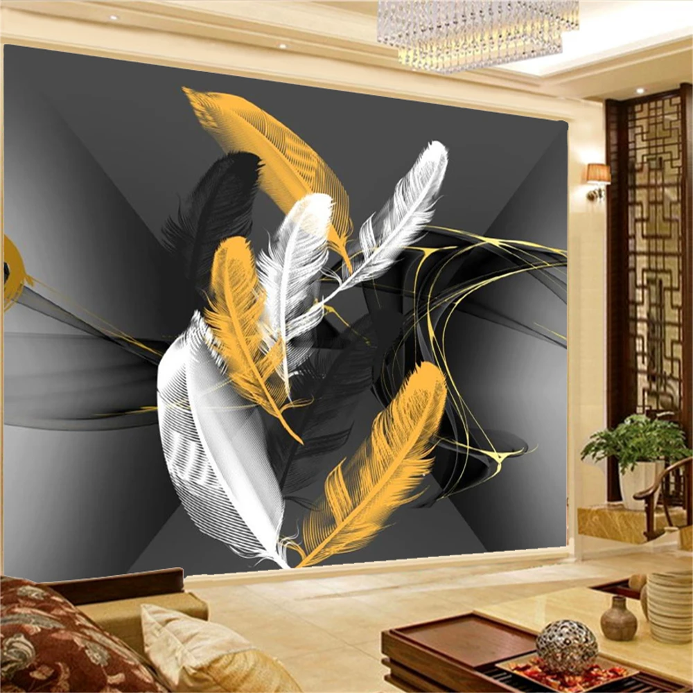 

3d wallpapers Wallcovering Wall Wallpaper Beautiful Romantic Feather Mural Interior Home Decor Painting Wallpapers