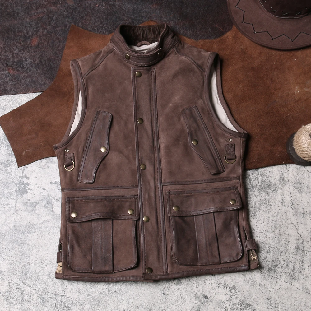 DAV580 Rock Can Roll Read Description!  Asian Size Super Quality Cow Skin Men\'s Cowhide Leather Stylish Rider Vest