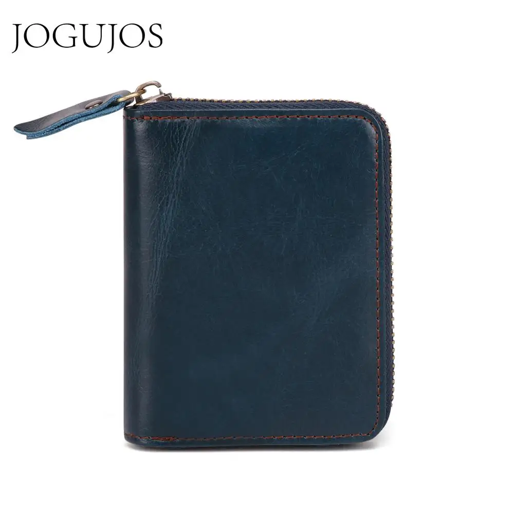 

JOGUJOS Genuine Leather Card Wallet Men Women Cowhide Business Card Holder RFID Wallet ID Credit Card Case High Quality Purse