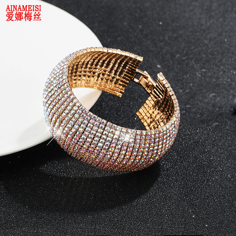 AINAMEISI Luxury Charm Bracelets Jewelry For Women AB Colors Rhinestone Wedding Party Bridal Bracelets & Bangles Dropshipping