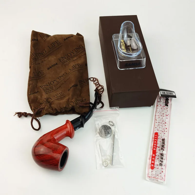 Klassischen Traditionellen Stil Durabletobacco Rohr Rauchen Waschbar Bakelit Rohr mit Basis Schutz-Tasche 775NEW Kreative Geschenk der Männer