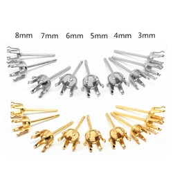 20 Stuks Roestvrij Steelblank Studs Oorbel Klauw Oor Bericht Pins 3Mm-8Mm Cup Base Earring Instellen Diy sieraden Maken Bevindingen