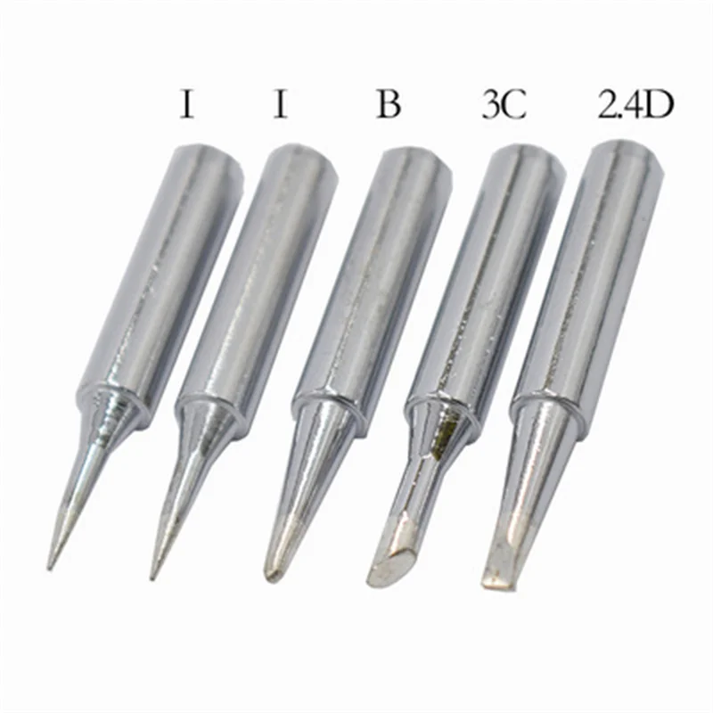 5PCS  Pure Copper Soldering Iron Head 936 Soldering Iron Head Set  Electric Soldering Iron Tip I+B+K+2.4D+3C